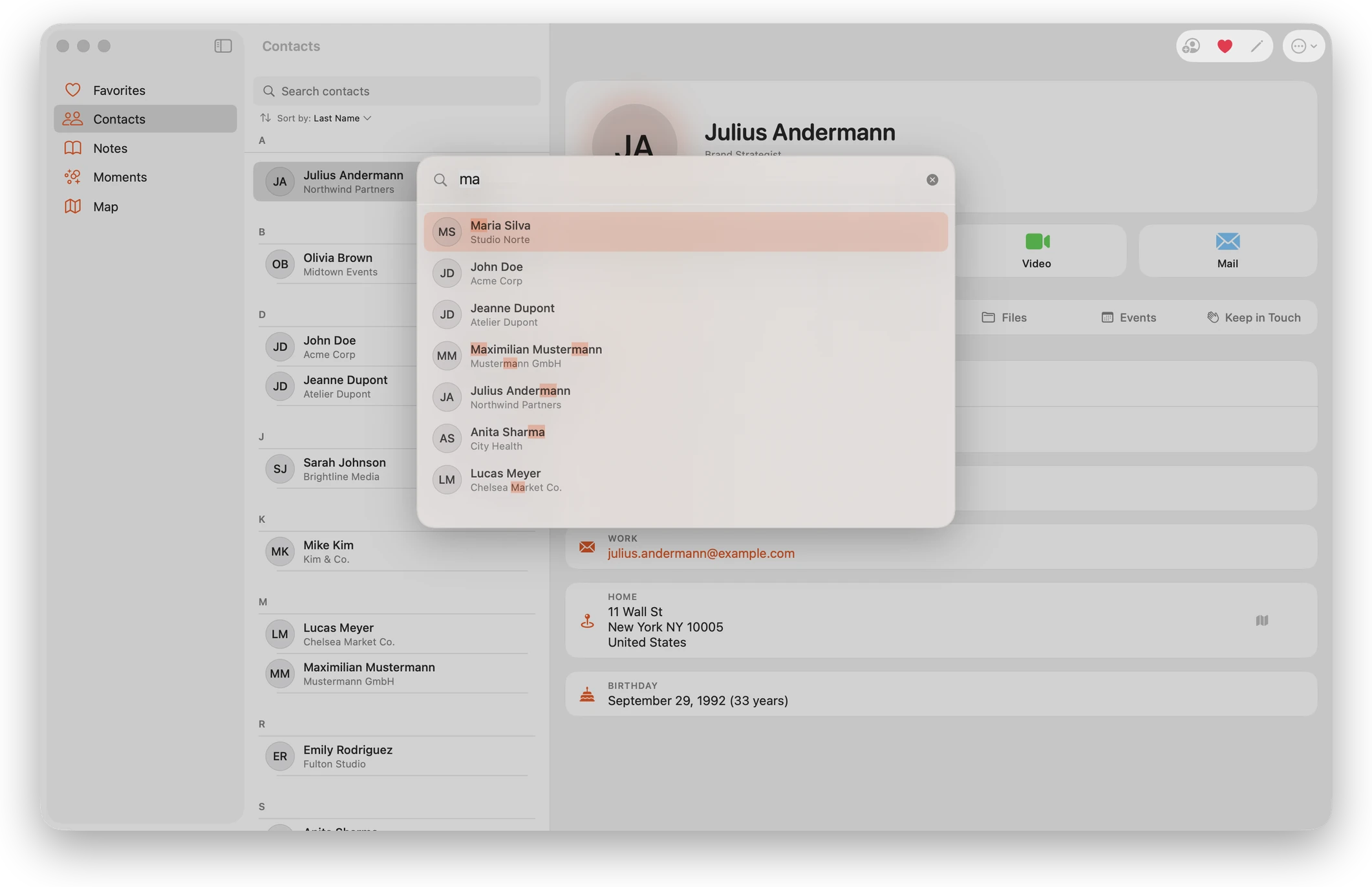 Global contact search on the Mac